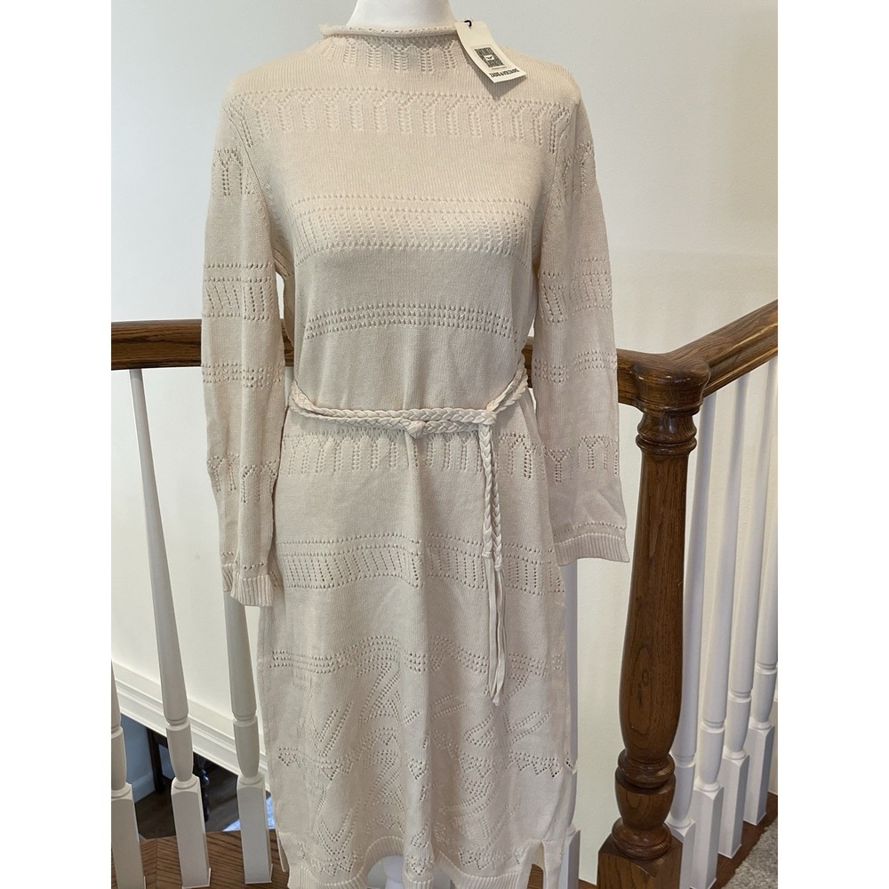Zadig & Voltaire Womens Cecily Beige Linen Blend Mini Sweaterdress S